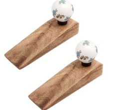 2 Pieces Golden Leaf Big Ceramic Round Wooden Door Stopper
